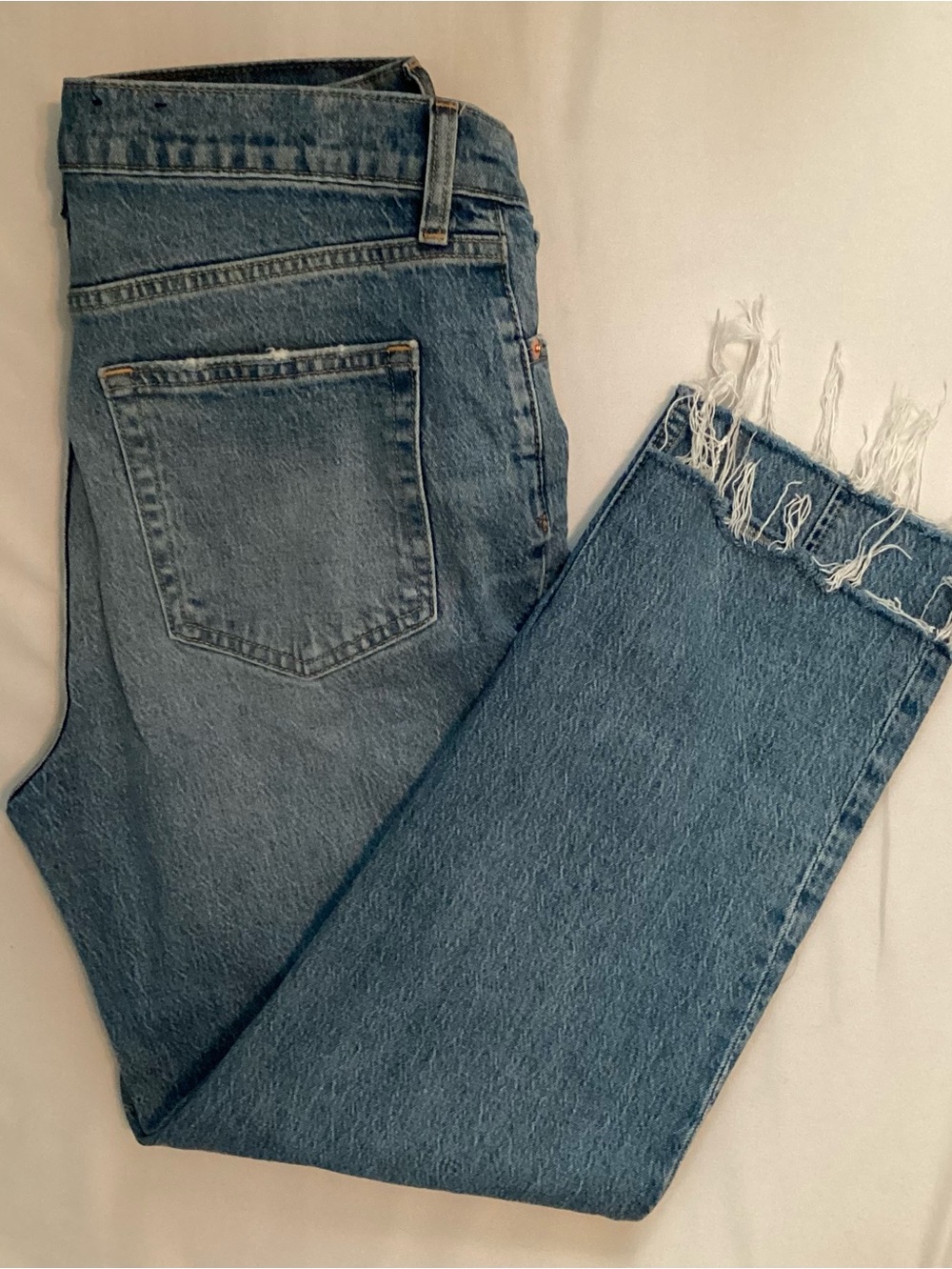 Gap Ladies Cheeky Straight Hi-Rise Raw Hem Denim Jeans Size 30